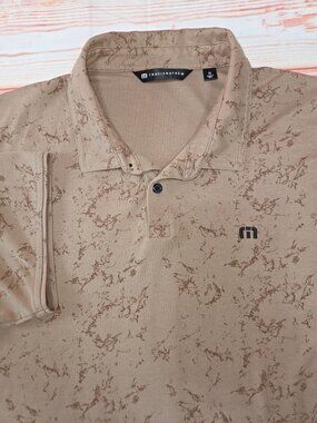 Travis Mathew Mens Tan Polo XL Abstract Pattern